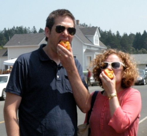 eating a peach