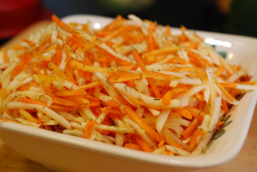 carrot, turnip and celeriac slaw 